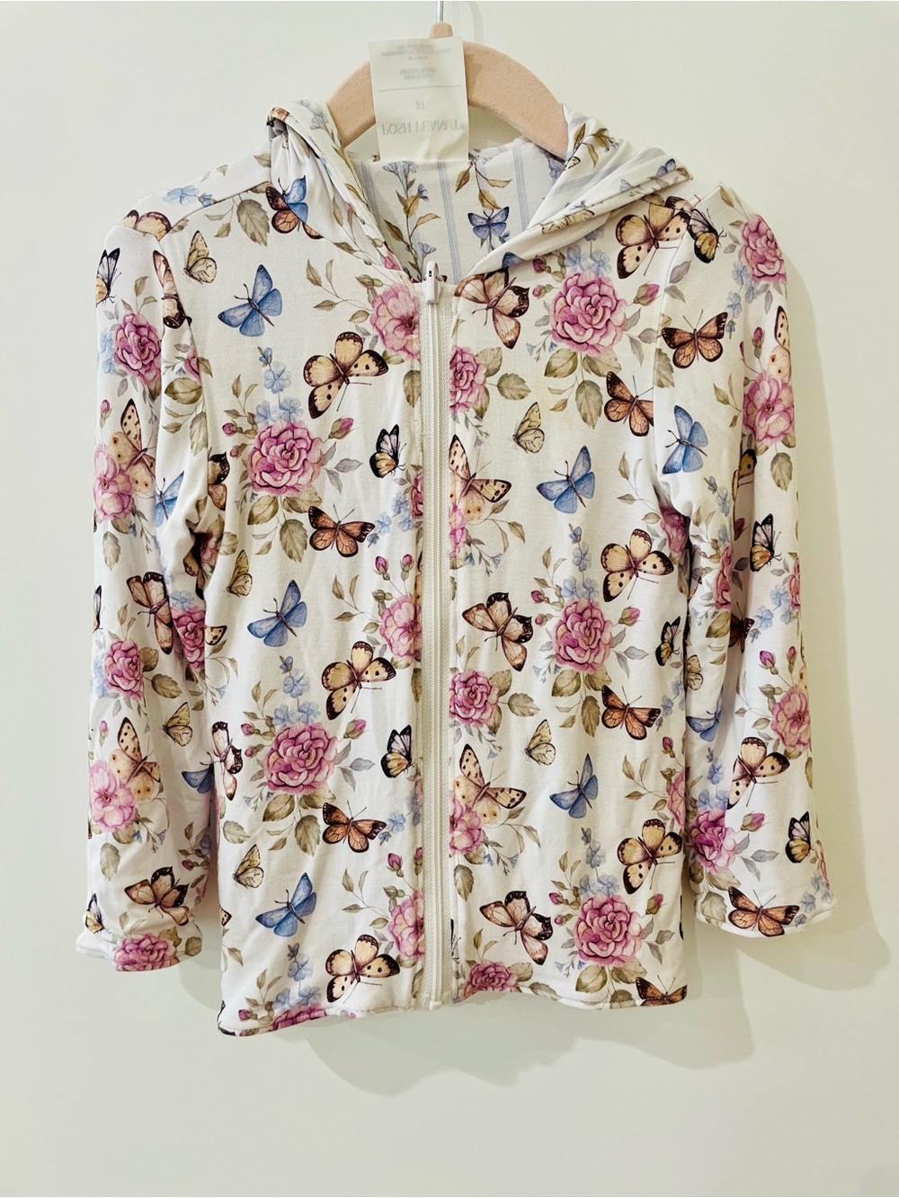 Posh Peanut - Mariselle Reversibe Jacket with Pink Roses & Blue Butterflies